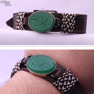 دستبند عقیق مردانه خطی سبز 
