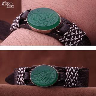 دستبند عقیق مردانه خطی سبز 