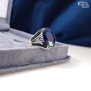 انگشتریاقوت مردانه کبود آفریقایی اصل