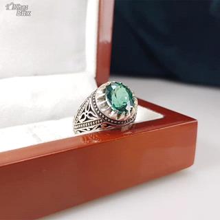 انگشتر توپاز مردانه سبز دستساز کد 39