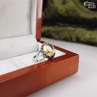 انگشتر نقره مردانه سیترین طلایی 