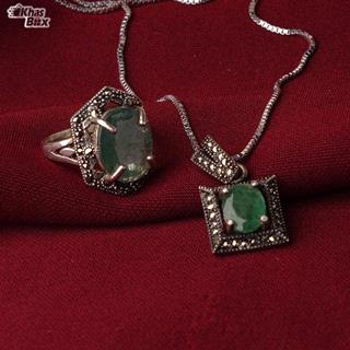 نیم ست زمرد زامبیا اصل زنانه