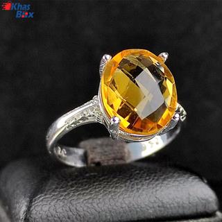 انگشتر نقره زنانه سیترین طلایی اصلی
