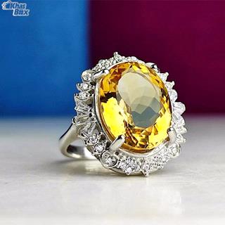 انگشتر نقره زنانه سیترین طلایی