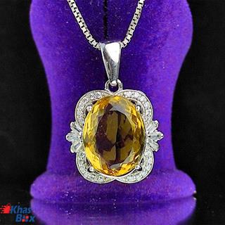گردنبند نقره سیترین طلایی اصلی