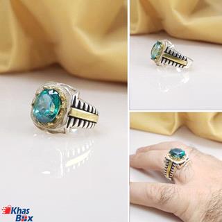 انگشتر توپاز مردانه سبز اصل کد 65.3
