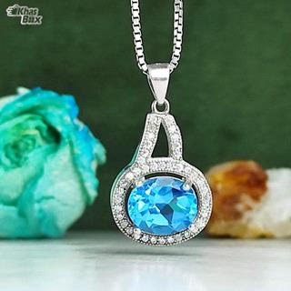 گردنبند نقره توپاز آبی اصلی 