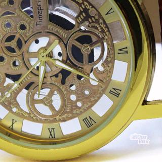 ساعت  طلایی عقربه ای مردانه TIMEPRINT با بند قهوه ای کد SW-069