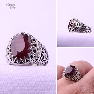 انگشتر نقره یاقوت سرخ آفریقایی مردانه