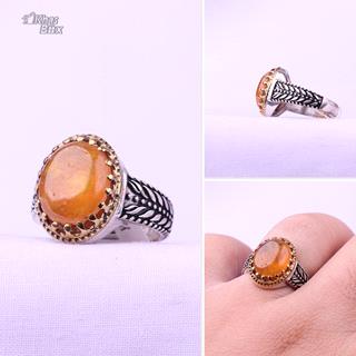 انگشتر نقره یاقوت زرد آفریقایی اصل مردانه