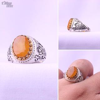 انگشتر نقره یاقوت زرد اصل مردانه