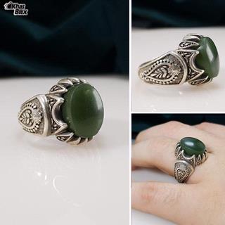 انگشتر یشم مردانه یمنی عیار 925