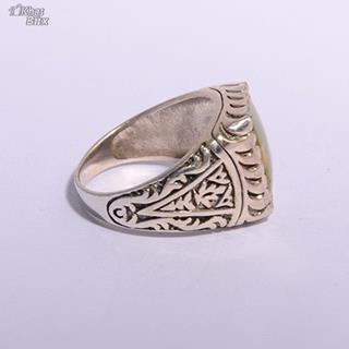 انگشتر طرح ترک نگین فیروزه نیشابور مردانه 