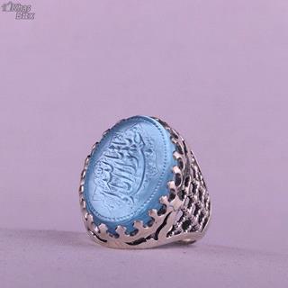 انگشتر کهربا خطی مردانه رکاب دست ساز