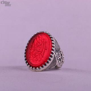 انگشتر کهربا خطی مردانه رکاب تاج نقره