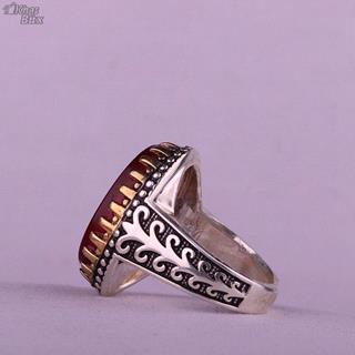 انگشتر کهربا خطی مردانه نقش صلوات 