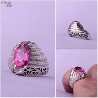 انگشتر توپاز صورتی اصل مردانه