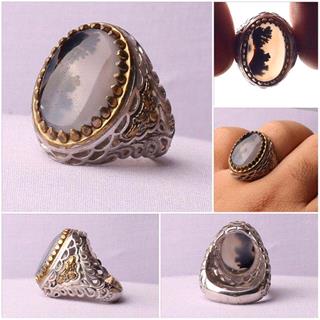 انگشتر عقیق شجری قائن اصل و طبیعی مردانه