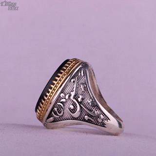 انگشتر کهربا خطی مردانه مشکی