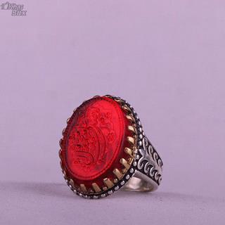 انگشتر کهربا خطی مردانه نقش صلوات 
