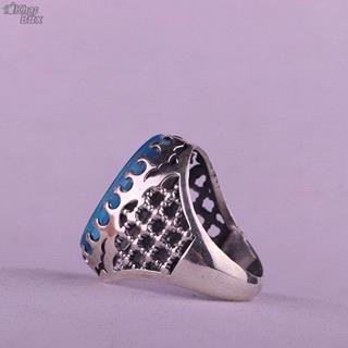 انگشتر کهربا خطی مردانه رکاب دست ساز