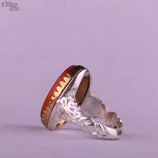 انگشتر کهربا خطی مردانه نارنجی