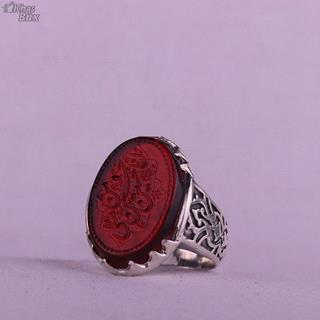 انگشتر کهربا خطی مردانه زرشکی