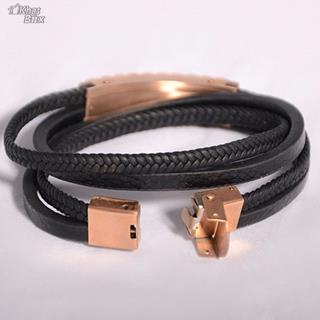 دستبند استیل با بند چرمی