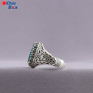 انگشتر مردانه عقیق سبز خطی کد 1428302