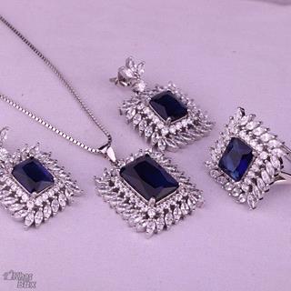 نیم ست جواهری طرح یاقوت کبود