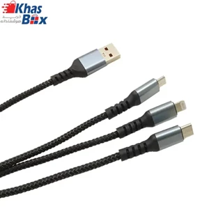 کابل سوپر فست شارژ چند سر تایپ سی و یو اس بی به تایپ سی، لایتنینگ و میکرو 100 وات 1.5 متری راک RCB0860