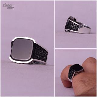 انگشتر عقیق مشکی اسپورت مردانه