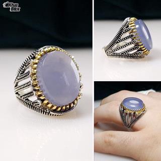 انگشتر نقره عقیق کبود اصل مردانه