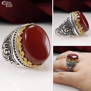 انگشتر نقره عقیق قرمز مردانه