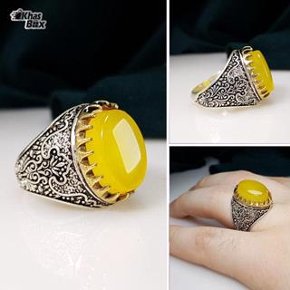 انگشتر نقره عقیق زرد خوشرنگ مردانه