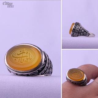 انگشتر عقیق زرد خطی نقش یازینب مردانه