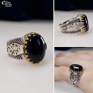 انگشتر نقره عقیق مشکی خوشرنگ