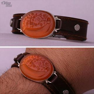 دستبند عقیق پرتقالی خطی 