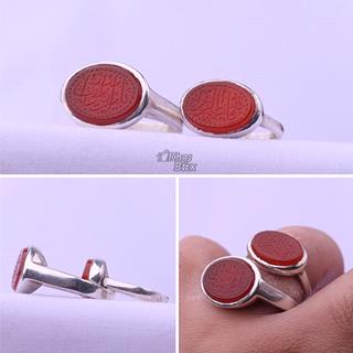 انگشتر عقیق خطی ست