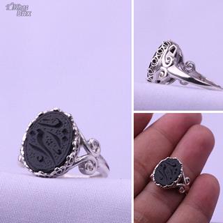 انگشتر عقیق مشکی خطی زنانه