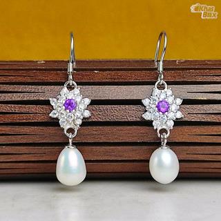 گوشواره نقره مروارید و آماتیست اصلی