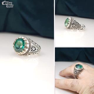 انگشتر توپاز مردانه سبز دستساز کد 39