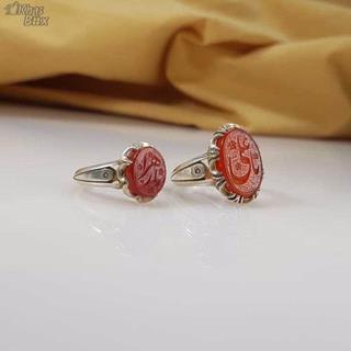 انگشتر ست عقیق خطی نقش یاعلی یازهرا