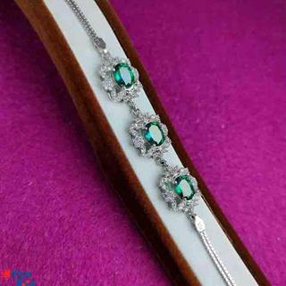 دستبند زنانه سه نگینه توپاز سبز