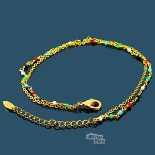 دستبند طلایی با نگین رنگی مدل DT-65