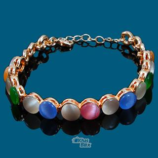 دستبند طلایی نگین دار رنگی مدل DT-65 