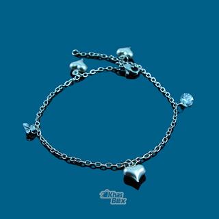 دستبند نقره ای دخترانه با آویز قلب مدل DT-65