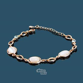 دستبند طلایی با نگین صورتی مدل DT-65