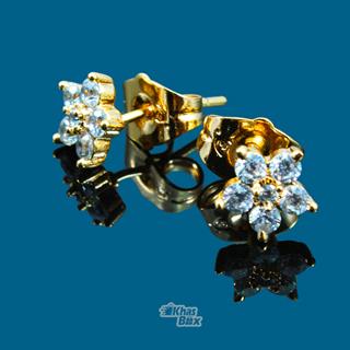 گوشواره ظریف طلایی نگین دار الماسی مدل GT-22