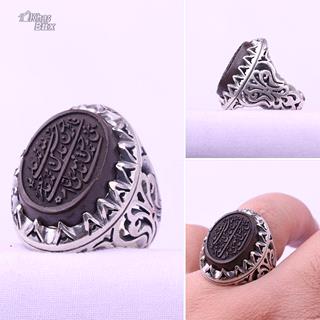 انگشتر نقره حدید سماقی نقش ۱۴ معصوم مردانه